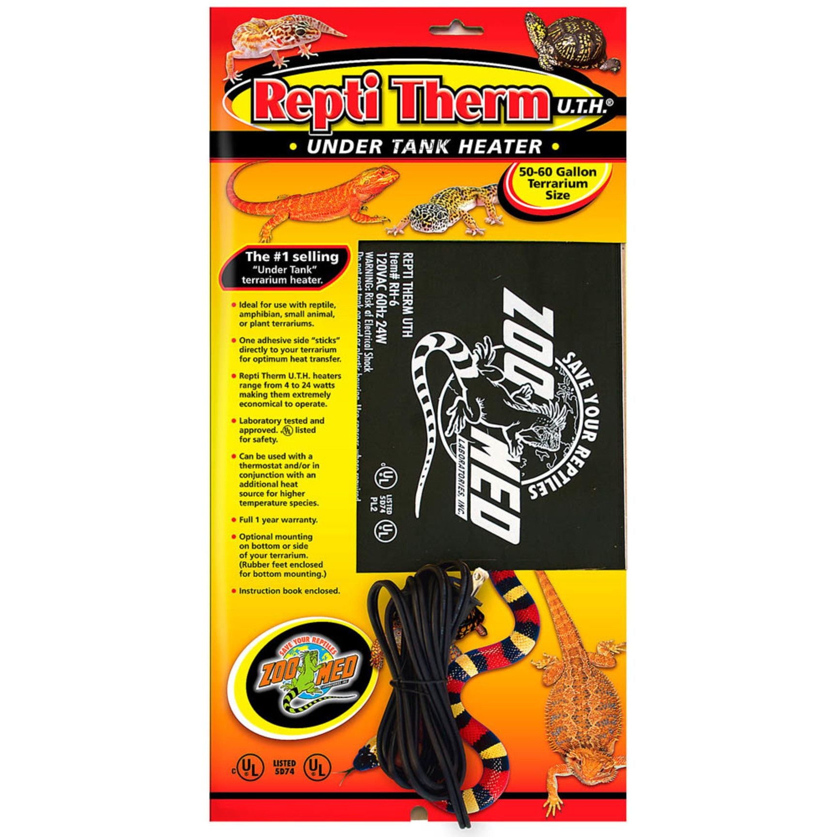 Zoo Med ReptiTherm Under Tank Heater (U.T.H) 24watt 1ea/8In X 18 in, LG