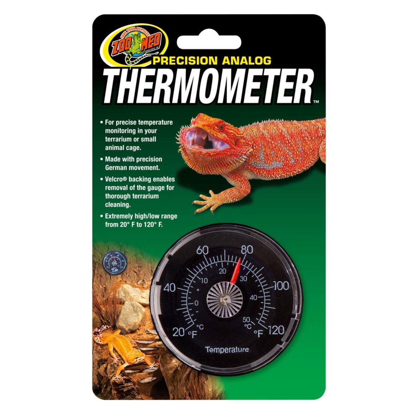 Zoo Med Precision Analog Thermometer Black 1ea