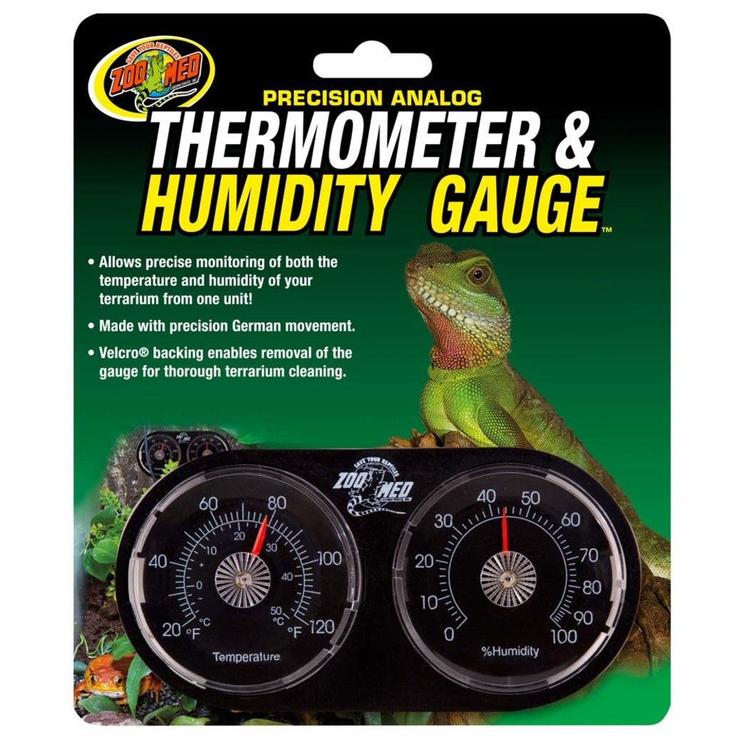 Zoo Med Precision Analog Thermometer & Humidity Gauge Black 1ea