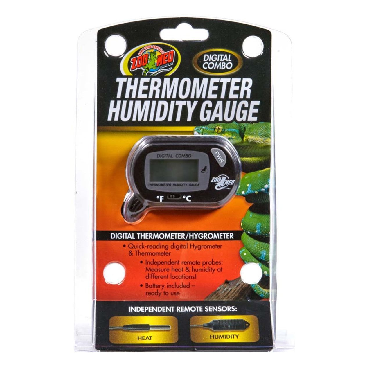 Zoo Med Digital Combo Thermometer Humidity Gauge Black 1ea