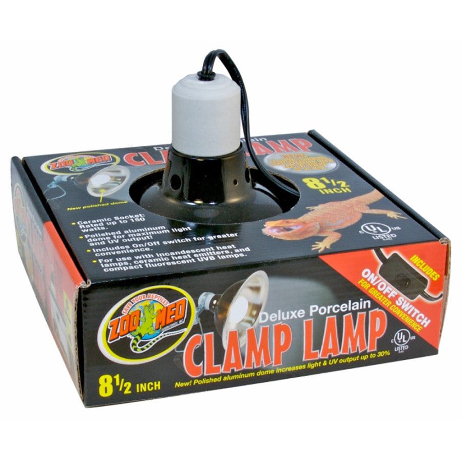 Zoo Med Deluxe Porcelain Clamp Lamp Fixture Black 1ea/8.5 in