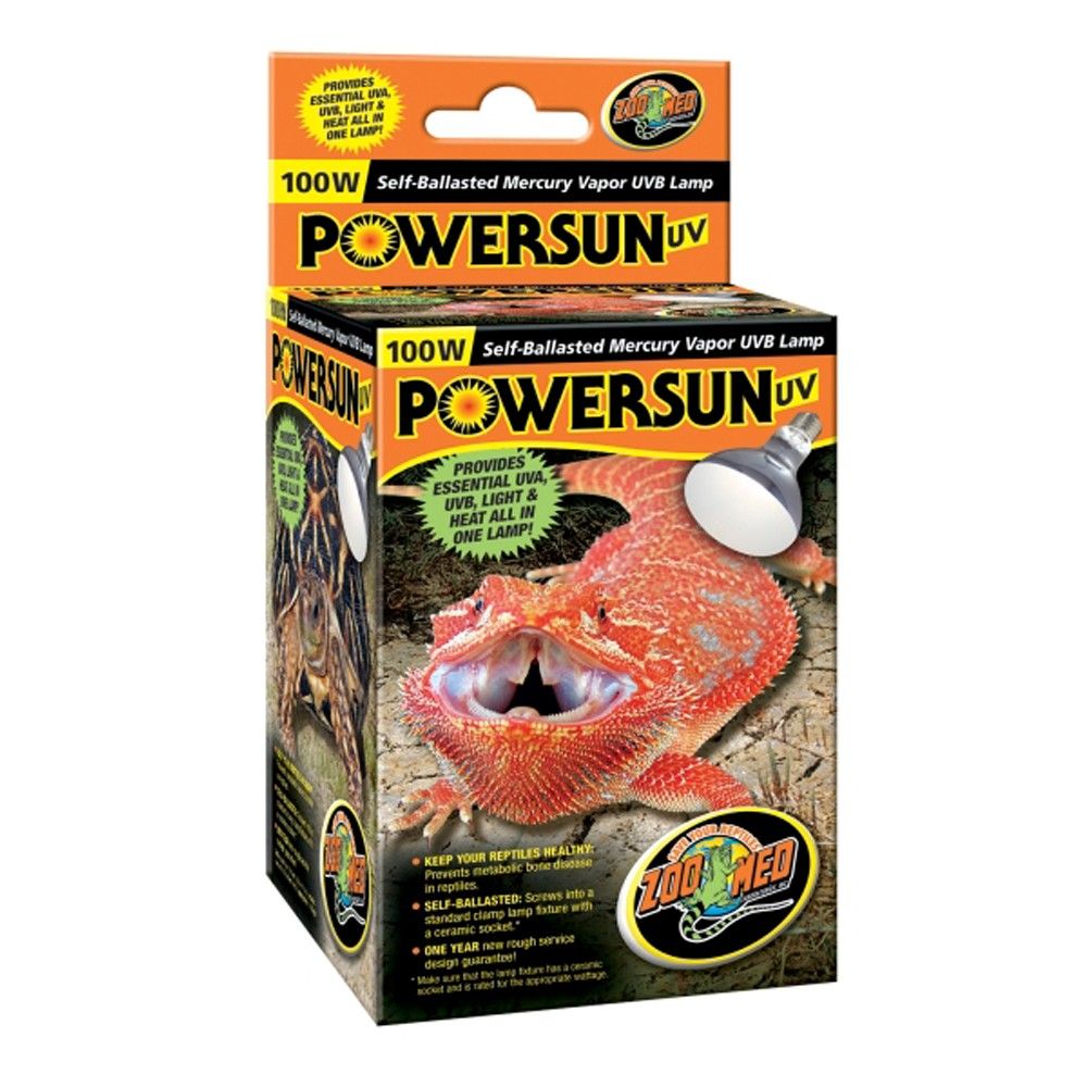 Zoo Med PowerSun UV Self-Ballasted Mercury Vapor Lamp Silver 1ea/100 W