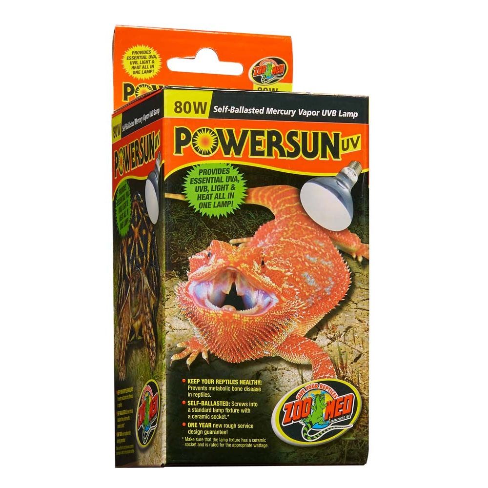 Zoo Med PowerSun UV Self-Ballasted Mercury Vapor Lamp Silver 1ea/80 W