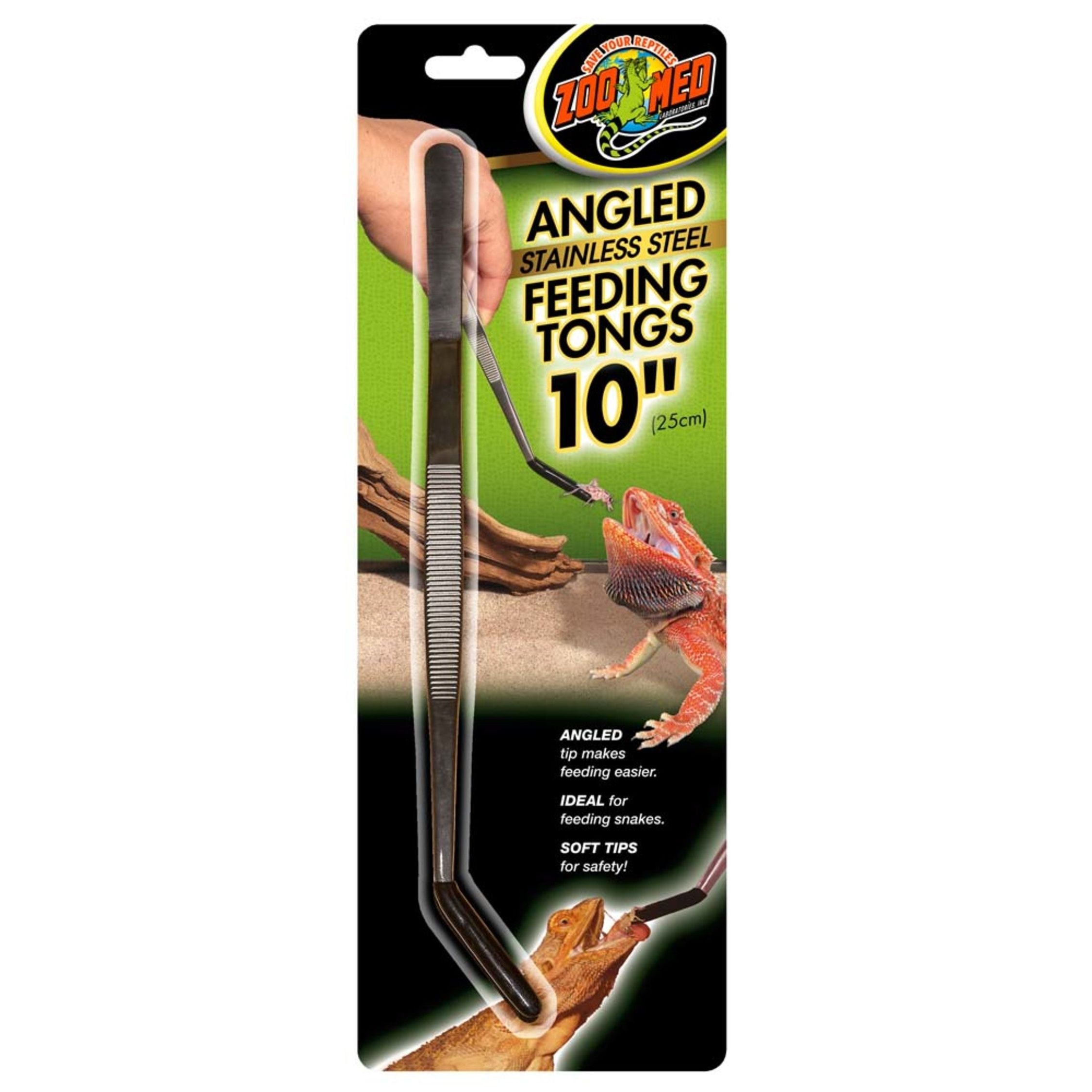 Zoo Med Angled Stainless Steel Feeding Tong Black, Silver 1ea/10 in