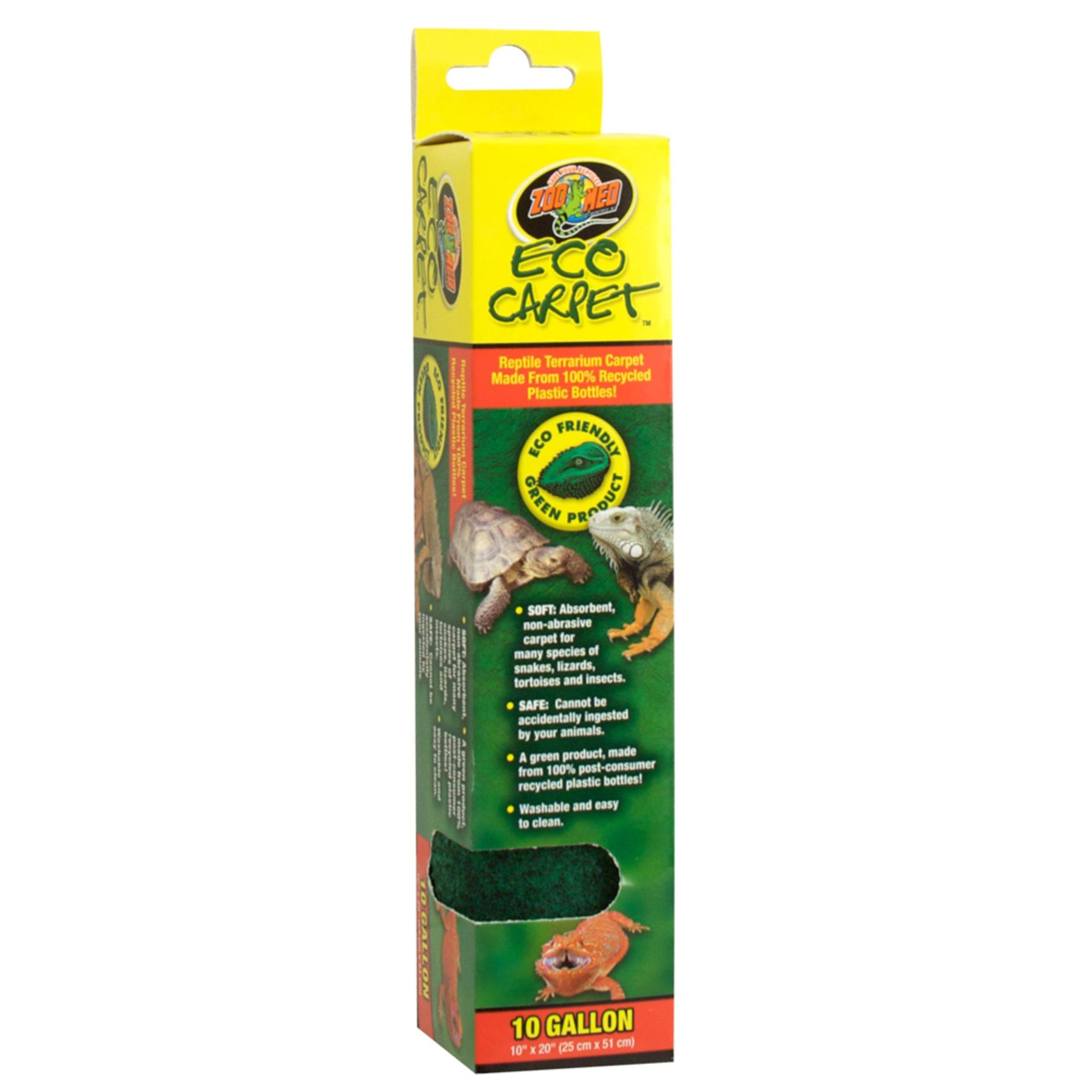 Zoo Med Eco Carpet Reptile Terrarium Carpet Green 1ea/10 gal, 10in X 20in