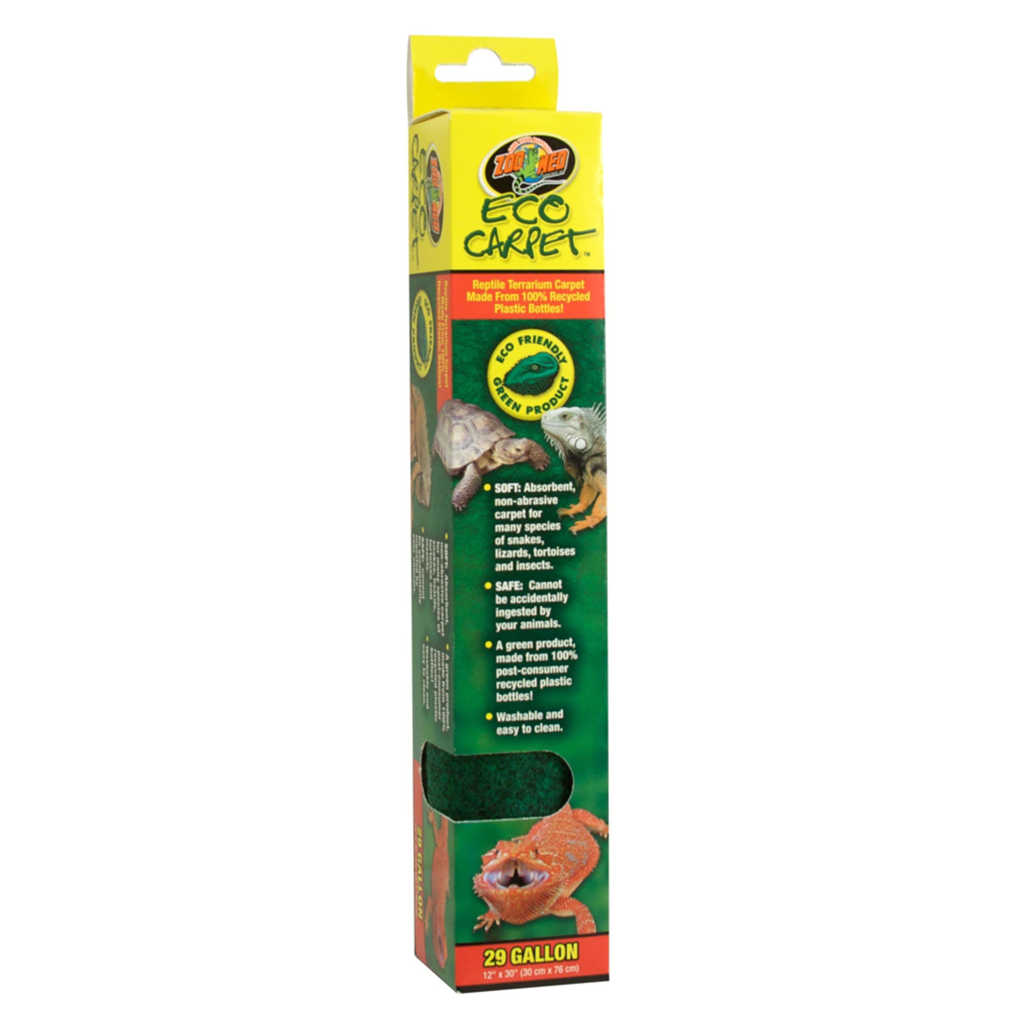 Zoo Med Eco Carpet Reptile Terrarium Carpet Green 1ea/29 gal, 12in X 30in