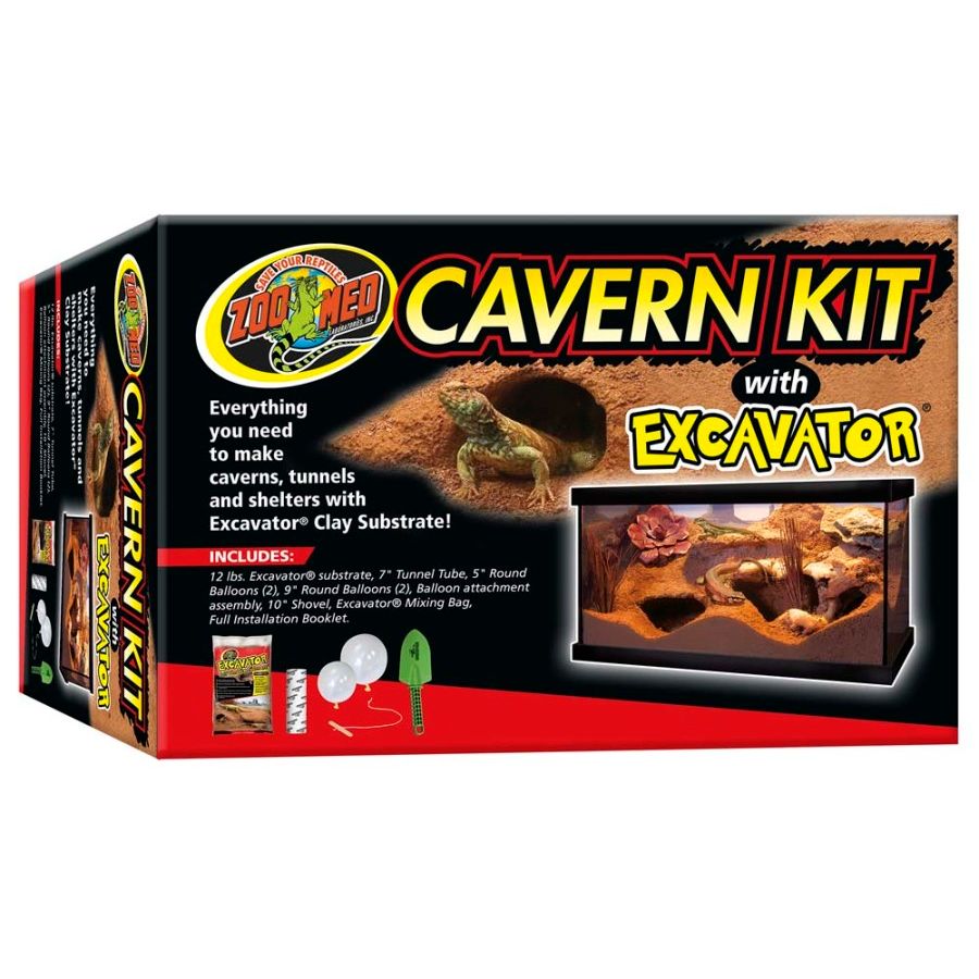 Zoo Med Cavern Kit with Excavator Clay Burrowing Substrate 1ea/12 lb
