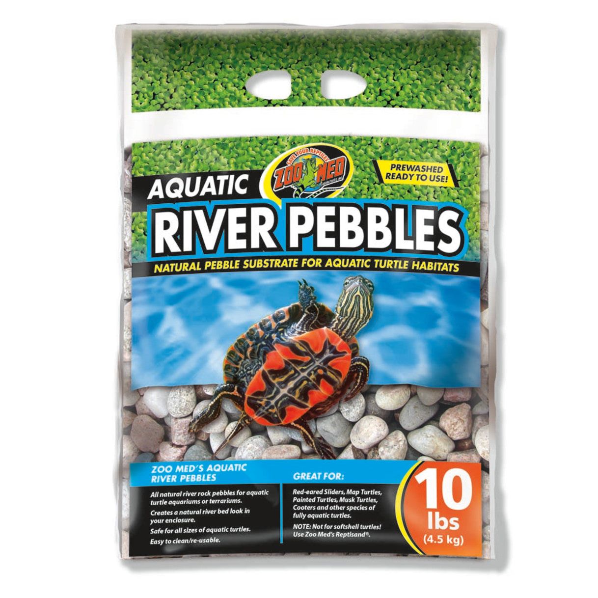 Zoo Med Aquatic River Pebble Substrate for Turtle Multi-Color 1ea/10 lb