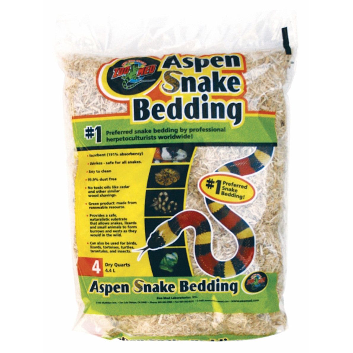 Zoo Med Aspen Snake Bedding Tan 1ea/4 qt