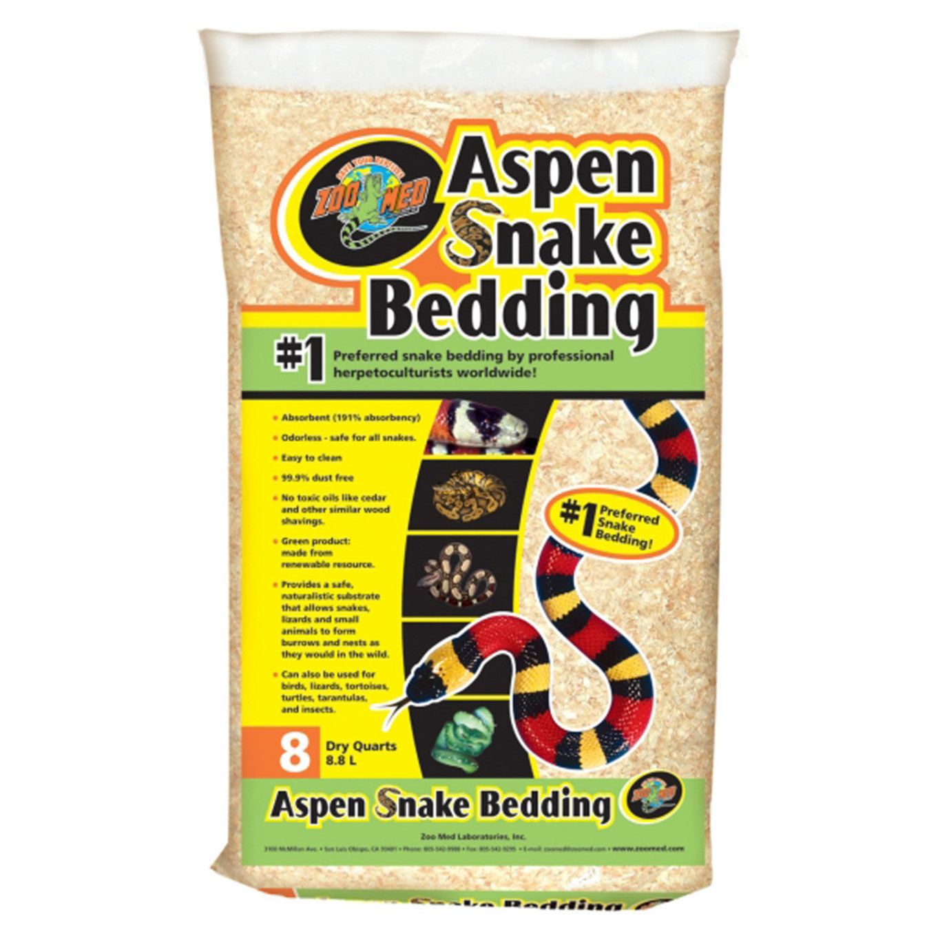 Zoo Med Aspen Snake Bedding Tan 1ea/8 qt
