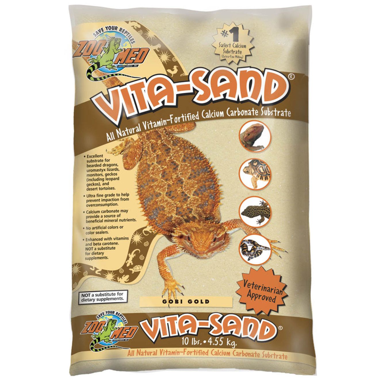 Zoo Med Vita-Sand Substrate Gold 3ea/10 lb