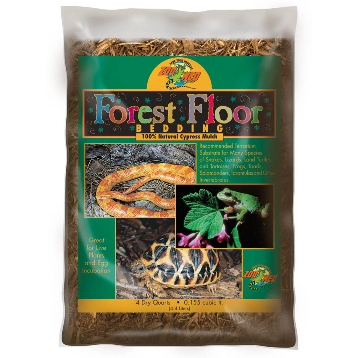 Zoo Med Forest Floor Natural Cypress Mulch Bedding Substrate Brown 1ea/4 qt