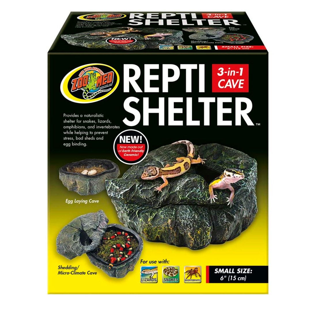 Zoo Med Repti Shelter 3-in-1 Cave Terrarium Hideaway Black 1ea/6 in, SM
