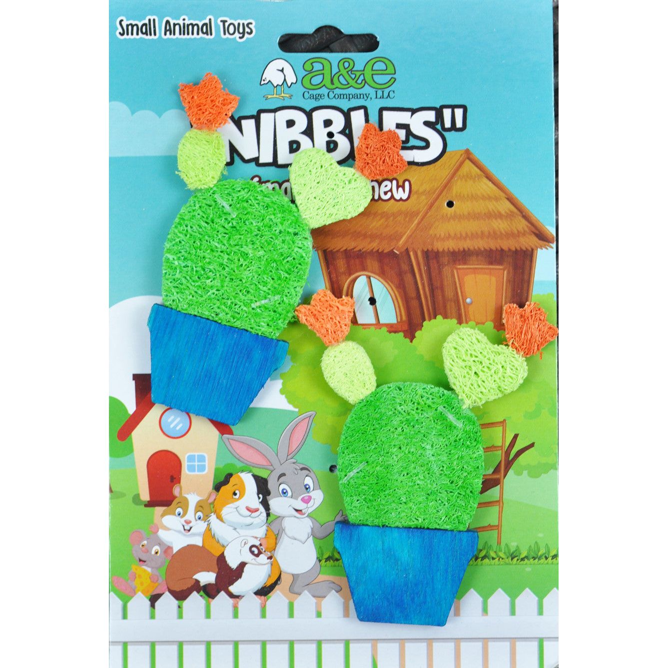 A &E Cages Nibbles Small Animal Loofah Chew Toy Potted Cactus; 1ea