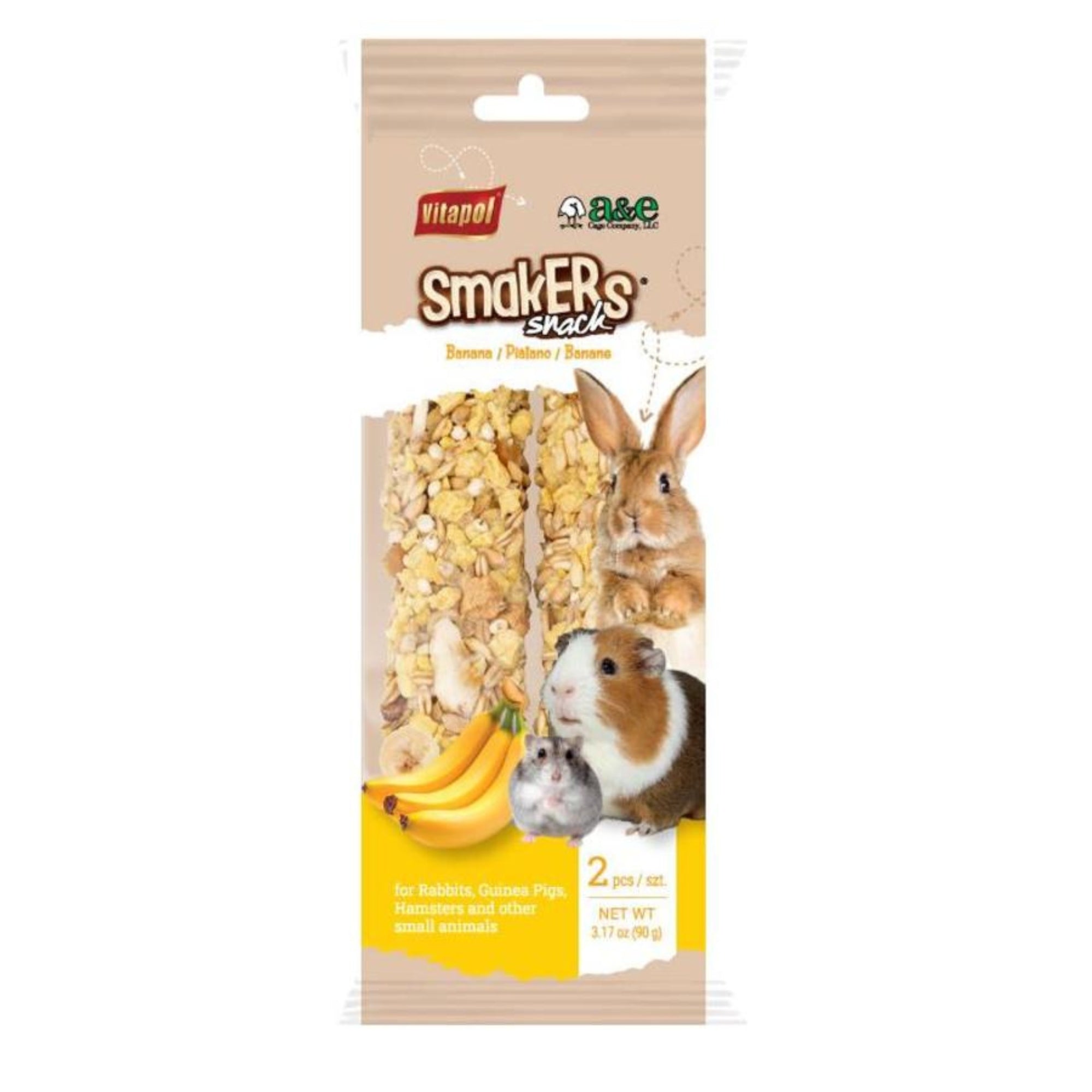 A  E Cages Vitapol Smakers Small Animal Treat Stick Banana, 6ea/2 pk (3 Pack)