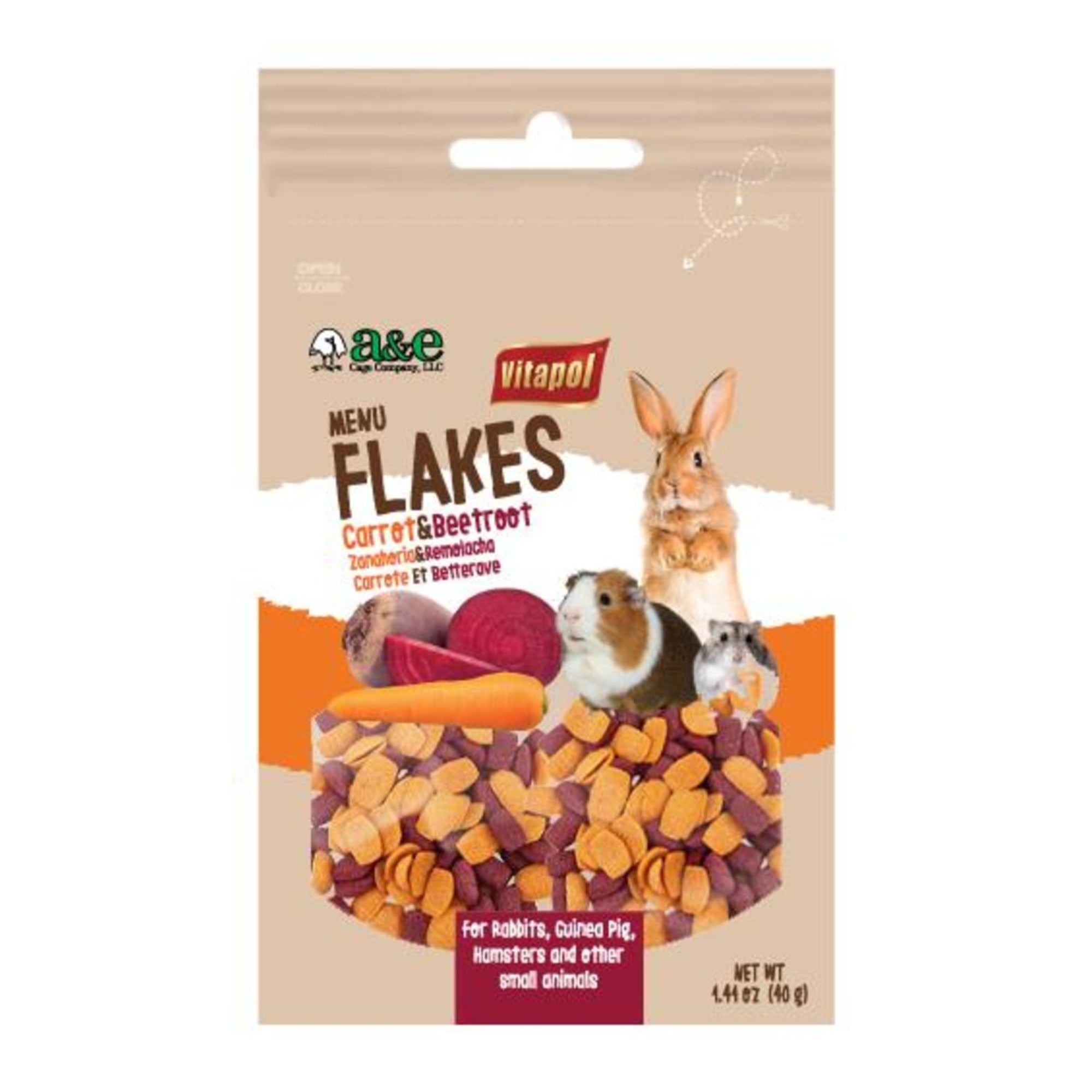 A  E Cages Vitapol Menu Flakes Carrot  Beetroot  Small Animal Treats 1ea/4.4 oz (3 Pack)