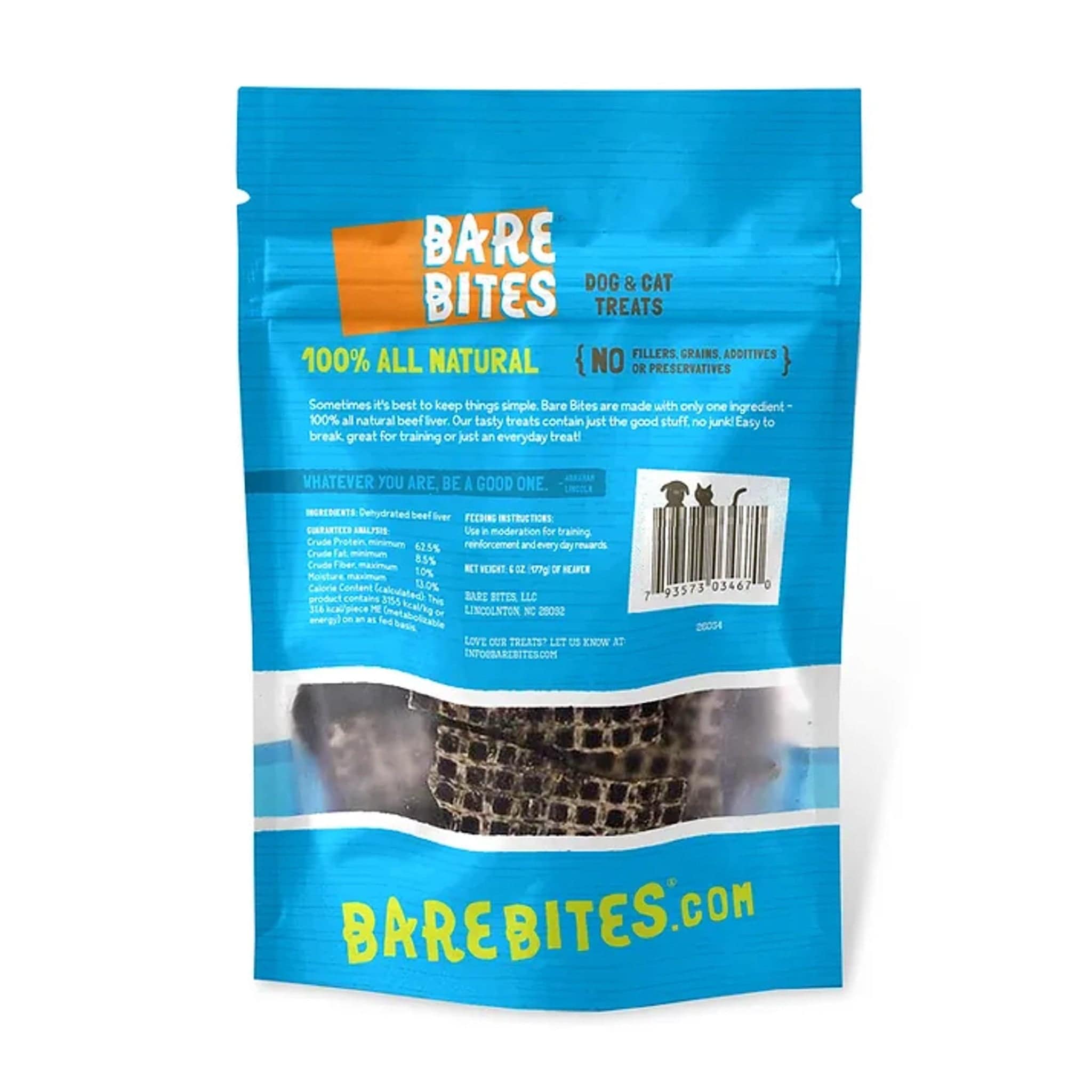 Bare Bites 100% Natural Dried Beef Liver Dog & Cat Treats