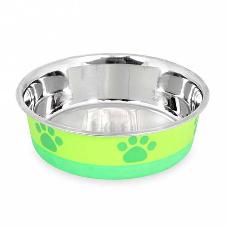 Buddy's Line Bonded Bowl - Green w/Green Paw Print