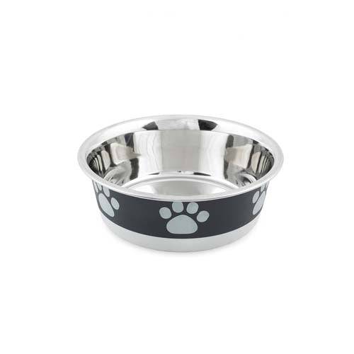 Buddy's Line Bonded Bowl - Small Black w/White Paw Print