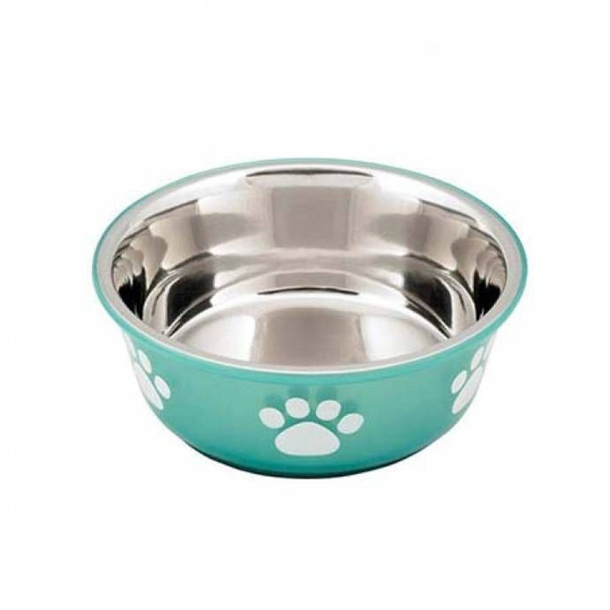 Buddy's Line Fusion Bowl - Teal w/White Paw Print